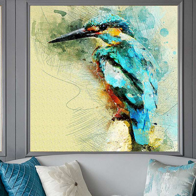 Posters and Prints Wall Art Canvas Painting Abstract Watercolor Hummingbird Decorative Painting for Living Room Decor Unframed - SallyHomey Life's Beautiful