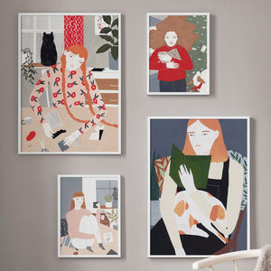 Abstract Fashion Vintage Colorful Girl Wall Art Canvas Painting Nordic Posters And Prints Wall Pictures For Living Room Decor - SallyHomey Life's Beautiful