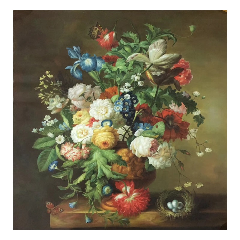 100% Hand Painted Classic Flowers Vase Art Oil Painting On Canvas Wall Art Frameless Picture Decoration For Live Room Home Decor