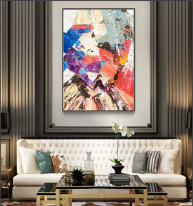 large hand-painted colorful knife palette oil painting on canvas lienzos cuadros decorativos peinture wall painting living room - SallyHomey Life's Beautiful