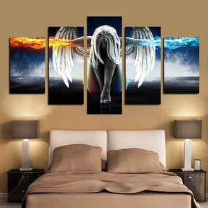 Modern Painting Anime Angel Girl Wings Ice and Fire Poster Prints on Canvas Wall Art Picture for Living Room Home Decor No Frame - SallyHomey Life's Beautiful
