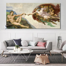 Load image into Gallery viewer, Sistine Chapel Ceiling Fresco of Michelangelo, Creation of Adam Poster Print on Canvas Wall Art Picture for Living Room Decor - SallyHomey Life&#39;s Beautiful