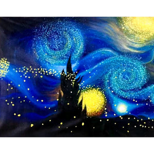 100% Hand Painted Van Gogh Starry Sky Art Painting On Canvas Wall Art Wall Adornment Pictures Painting For Live Room Home Decor