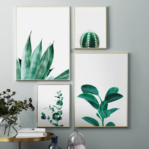 Ins Nordic Green Agave Banana Leaf Cactus Wall Art Canvas Painting Nordic Posters And Prints Wall Pictures For Living Room Decor - SallyHomey Life's Beautiful