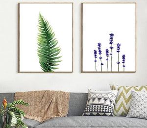 Watercolor Plants Leaves Flower Poster Wall Art Canvas Prints Minimalist Painting Nordic Wall Pictures for Livng Room Home Decor - SallyHomey Life's Beautiful