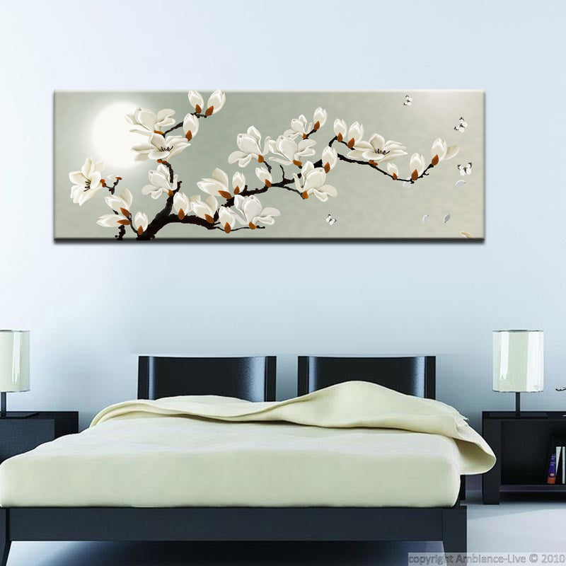 Canvas Painting Springtime Magnolia Flower Print Poster, Wall Pictures for Living Room Home Decoration, Wall Art Decor Gift - SallyHomey Life's Beautiful