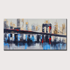 Mintura Hand Painted New York Building Picture Abstract Modern Palette Knife Oil Painting On Canvas Living Room Wall Art Decor - SallyHomey Life's Beautiful