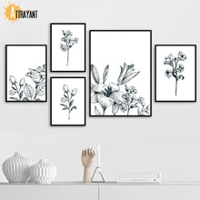 Load image into Gallery viewer, Black White Minimalist Magnolia Flower Wall Art Canvas Painting Nordic Posters And Prints Wall Pictures For Living Room Decor - SallyHomey Life&#39;s Beautiful