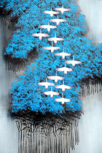 Abstract The Wild Geese Flying over the Forest Poster Prints on Canvas - SallyHomey Life's Beautiful