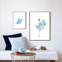 Load image into Gallery viewer, Cute Cartoon Ballet Dancer Girl Wall Art Canvas Painting Nordic Posters And Prints Wall Pictures For Kids Room Nursery Decor - SallyHomey Life&#39;s Beautiful