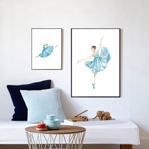 Cute Cartoon Ballet Dancer Girl Wall Art Canvas Painting Nordic Posters And Prints Wall Pictures For Kids Room Nursery Decor - SallyHomey Life's Beautiful