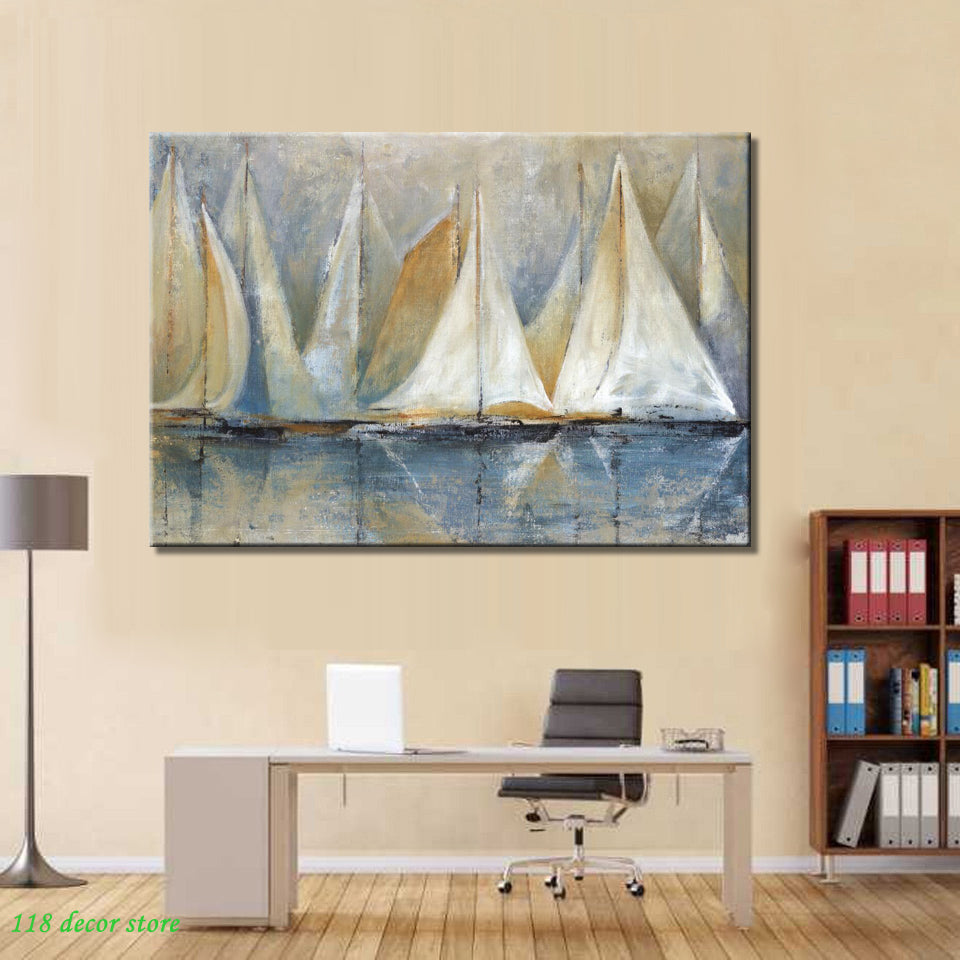 70x100cm  Modern Abstract Seascape Wall Art - SallyHomey Life's Beautiful