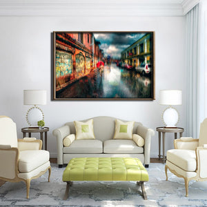Town Street Landscape Canvas Painting Digital Printed Canvas Art Picture A Girl Walks In The Rain Oil Painting Home Decor Gift - SallyHomey Life's Beautiful