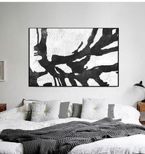 Load image into Gallery viewer, Handpainted black white paintings large canvas paintings for living room home decor unframed - SallyHomey Life&#39;s Beautiful