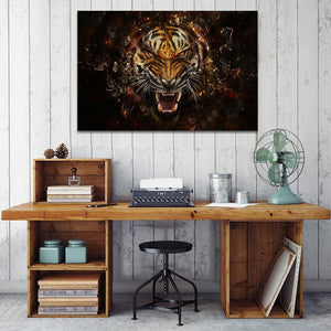 Modern Computer Art Poster and Prints Wall Art Canvas Painting The King of the Tiger Decorative Pictures for Kids Bedroom Decor - SallyHomey Life's Beautiful