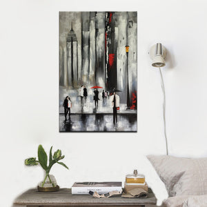 Posters And Prints Wall Art Canvas Painting Wall Decoration Abstract City Street View In The Rain Pictures for Living Room Wall - SallyHomey Life's Beautiful