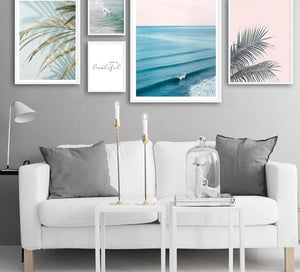Scandinavian Tropical Decoration Sea Leaf Canvas Poster Landscape Nordic Style Wall Art Print Nature Painting Decorative Picture - SallyHomey Life's Beautiful