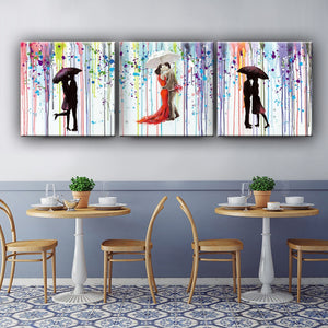Abstract Painting Romantic Kiss Lovers Under the Umbrella Canvas Pictures Wall Art Hand Painted Oil Painting For Home Decor Gift - SallyHomey Life's Beautiful