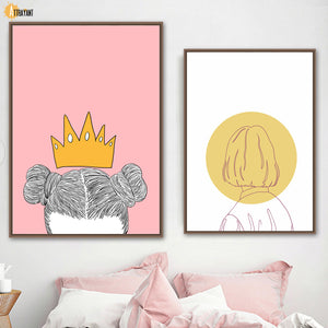 Abstract Girl Yellow Crown Woman Wall Art Canvas Painting Nordic Posters And Prints Wall Pictures For Living Room Bedroom Decor - SallyHomey Life's Beautiful