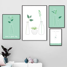 Load image into Gallery viewer, Minimalist Potted Fresh Flower Leaf Vase Wall Art Canvas Painting Nordic Posters And Prints Wall Pictures For Living Room Decor - SallyHomey Life&#39;s Beautiful