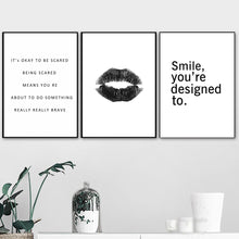Load image into Gallery viewer, Black White Fashion Girl Lip Butterfly Wall Art Canvas Painting Nordic Posters And Prints Wall Pictures For Living Room Decor - SallyHomey Life&#39;s Beautiful