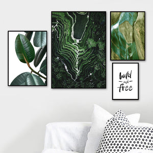 Rubber Tree Green Leaf Terraced Quotes Wall Art Canvas Painting Nordic Posters And Prints Wall Pictures For Living Room Decor - SallyHomey Life's Beautiful