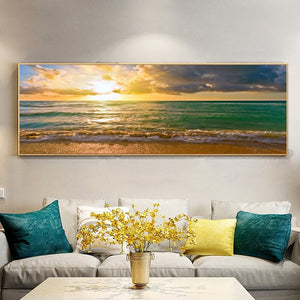 Modern Landscape Posters and Prints Wall Art Canvas Painting Sunrise and Beach Pictures for Living Room Home Decor No Frame - SallyHomey Life's Beautiful