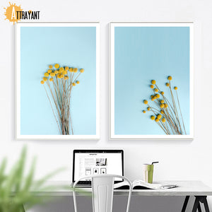 Yellow Flower Wall Art Print Canvas Painting Nordic Posters And Prints Wall Pictures For Living Room Scandinavian Home Decor - SallyHomey Life's Beautiful