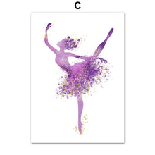 Load image into Gallery viewer, Cartoon Pink Ballet Dancer Girl Wall Art Canvas Painting Nordic Posters And Prints Wall Pictures For Baby Kids Room Home Decor - SallyHomey Life&#39;s Beautiful