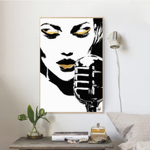 Load image into Gallery viewer, Black And Gold Abstract Canvas Print, People Canvas Art Posters and Prints Wall Glam Rock Decorative Paintings for Living Room - SallyHomey Life&#39;s Beautiful