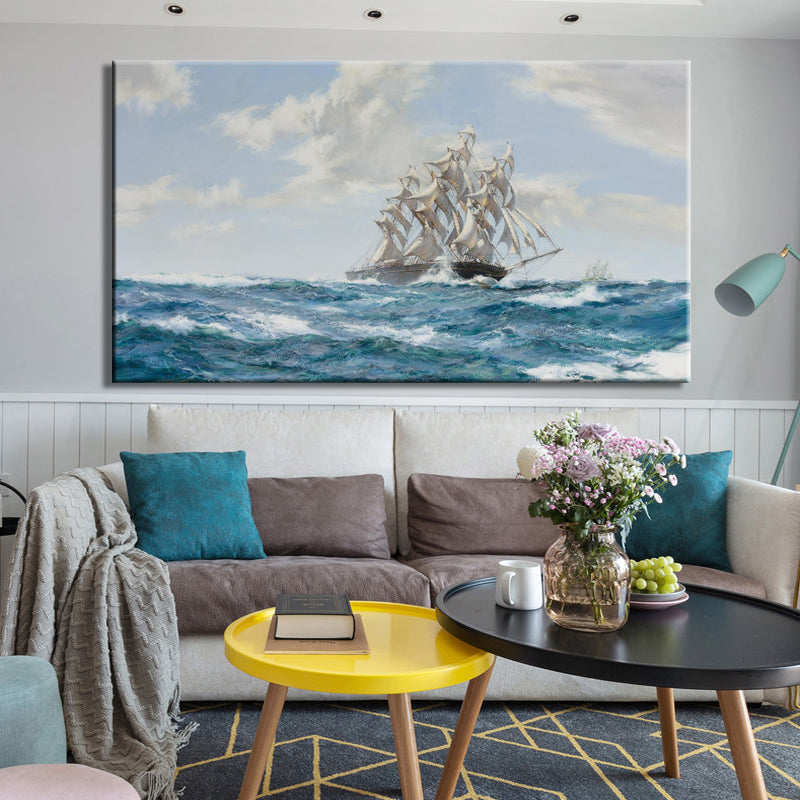 Modern Seascape Posters and Prints Wall Art Canvas Painting Sail the Ocean Wall Pictures for Living Room Home Decor Frameless - SallyHomey Life's Beautiful