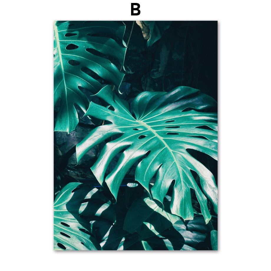 Green Big Scale Monstera Fern Leaf Wall Art Canvas Painting Nordic Posters And Prints Wall Pictures For Living Room Home Decor - SallyHomey Life's Beautiful