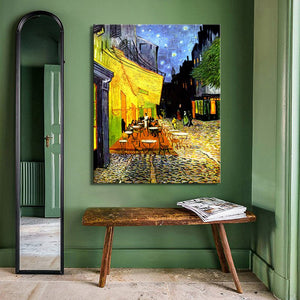 The Cafe Terrace on the Place du Forum by Van Gogh Poster Prints on Canvas Wall Art Decorative Abstract Painting for Living Room - SallyHomey Life's Beautiful