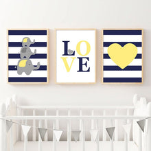 Load image into Gallery viewer, Children Poster Navy Blue Yellow Minimalist Wall Art Canvas Print Painting Decorative Picture Nordic Kid Baby Bedroom Decoration - SallyHomey Life&#39;s Beautiful