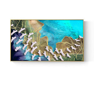 100% Hand Painted Abstract Flying Bird Wave Art Oil Painting On Canvas Wall Art Wall Adornment Pictures For Live Room Home Decor