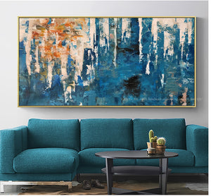 Oil painting on canvas handmade blue texture modern abstract art original  laminas de cuadros pared decorativas horizontales - SallyHomey Life's Beautiful