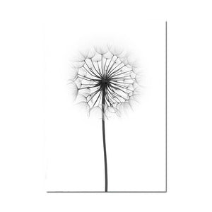 Feather Dandelion Wall Art Nordic Poster Black White Minimalist Canvas Print Painting Decoration Picture Modern Home Decor - SallyHomey Life's Beautiful