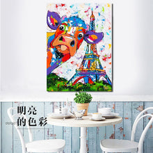 Load image into Gallery viewer, Abstract Watercolor Cow Effiel Tower Posters and Prints Wall Art Canvas Painting Wall Pictures Home Decor Dropshipping No Frame - SallyHomey Life&#39;s Beautiful