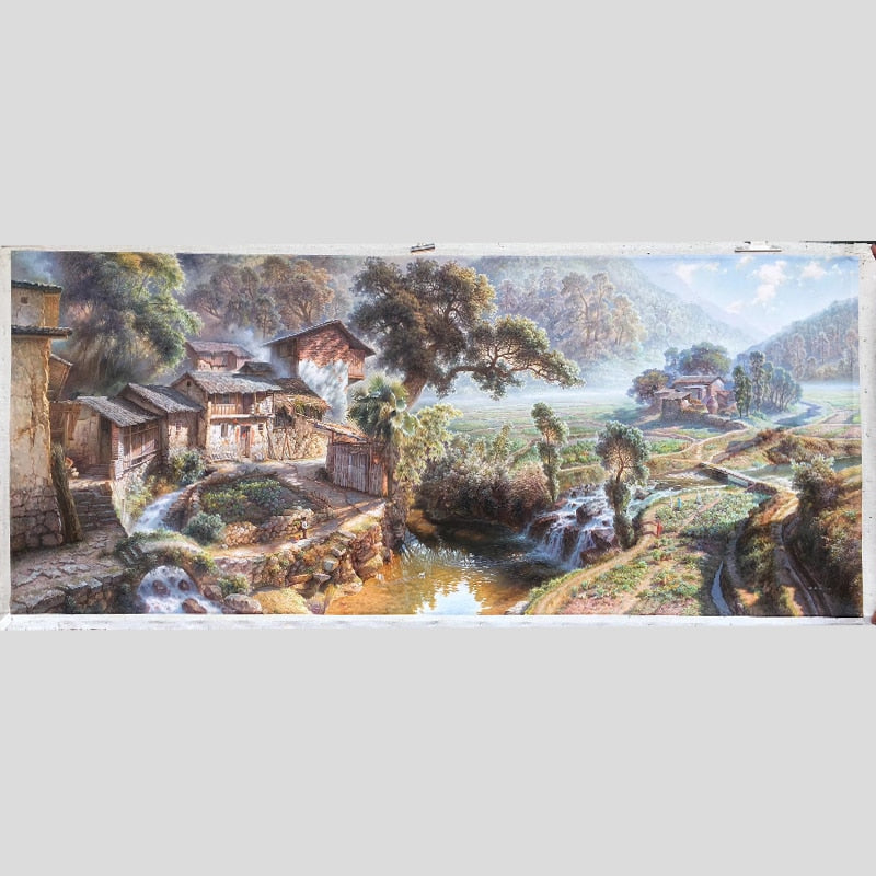 100% Hand Painted Village Scenery High-quality Art Painting On Canvas Wall Art Wall Adornment Pictures Painting For Home Decor