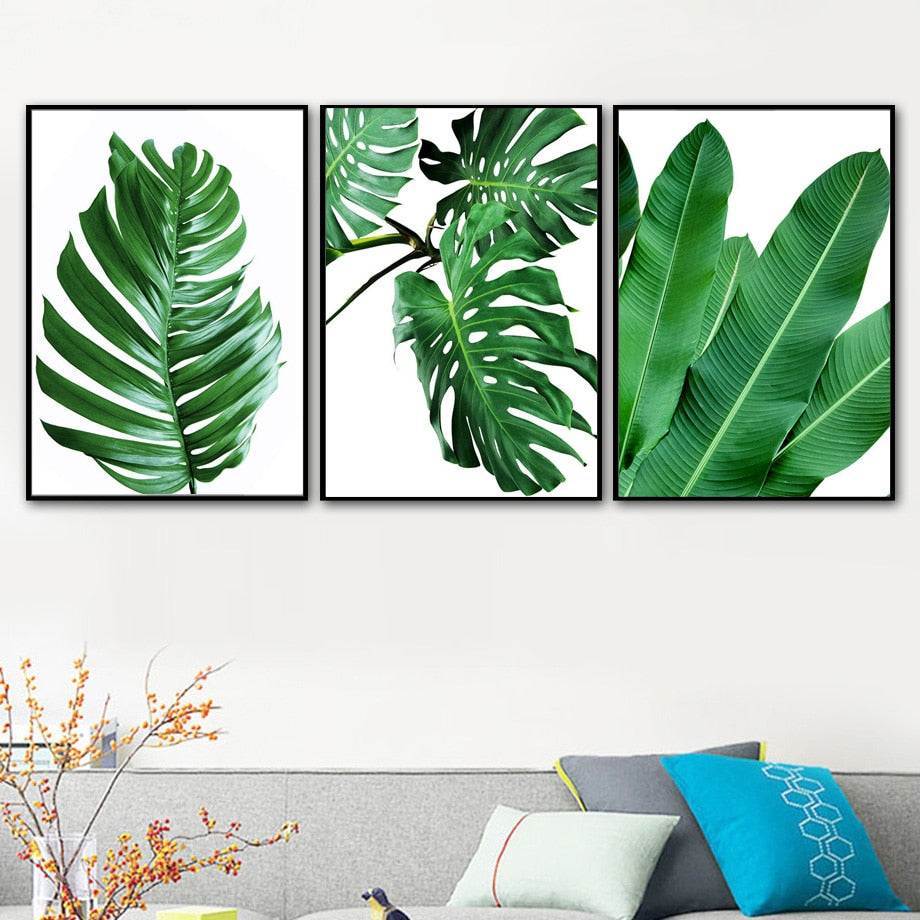 Tropical Plants Monstera Banana Leaf Nordic Posters And Prints Wall Art Canvas Painting Wall Pictures For Living Room Decor - SallyHomey Life's Beautiful