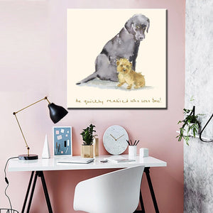Two Cute Dogs Who Was The Boss Wall Painting Canvas Picture Digital Printed for Living Room Wall Decoration Home Decor Gift - SallyHomey Life's Beautiful
