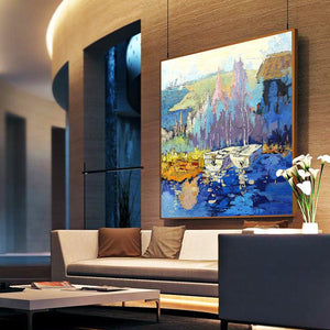 100% Hand Painted Abstract Scenery Art Oil Painting On Canvas Wall Art Frameless Picture Decoration For Living Room Home Decor