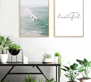 Scandinavian Tropical Decoration Sea Leaf Canvas Poster Landscape Nordic Style Wall Art Print Nature Painting Decorative Picture - SallyHomey Life's Beautiful