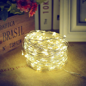 Solar Powered Copper Wire LED String Lights 200 LED Starry Rope Lights Home Party Christmas Indoor Outdoor Lighting Decoration (Warm White 2 Pieces 0-5W) - SallyHomey Life's Beautiful