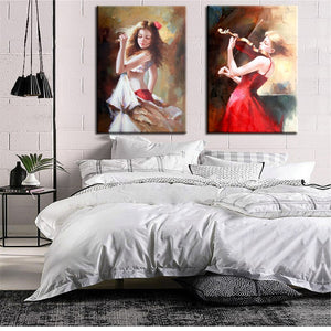 Modern Abstract Posters and Print Wall Art Canvas Painting Beautiful Girls Decorative Pictures for Living Room Decor No Frame - SallyHomey Life's Beautiful