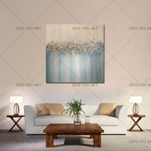 Load image into Gallery viewer, Large Abstract Painting Original Texture Modern Sky Light Blue Silver And Gold Foil Metal Glitter White Painting Hand pained