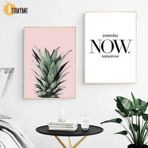 Pineapple Tropical Plant Motivational Poster Wall Art Canvas Painting Nordic Posters And Prints Wall Pictures For Living Room - SallyHomey Life's Beautiful