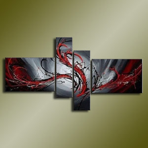Hand Painted Abstract Oil Paintings On Canvas Red Black White Modern Oil Painting Set Home Decoration Wall Art For Living Room - SallyHomey Life's Beautiful