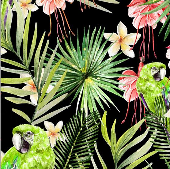 Modern Posters and Prints Wall Art Canvas Painting Green Parrots in the Flowers Decorative Paintings for Living Room Home Decor - SallyHomey Life's Beautiful