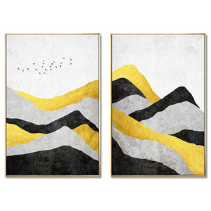 100% Hand Painted Golden Mountains Peaks Morden Oil Painting On Canvas Wall Art Wall Adornment Pictures For Live Room Home Decor